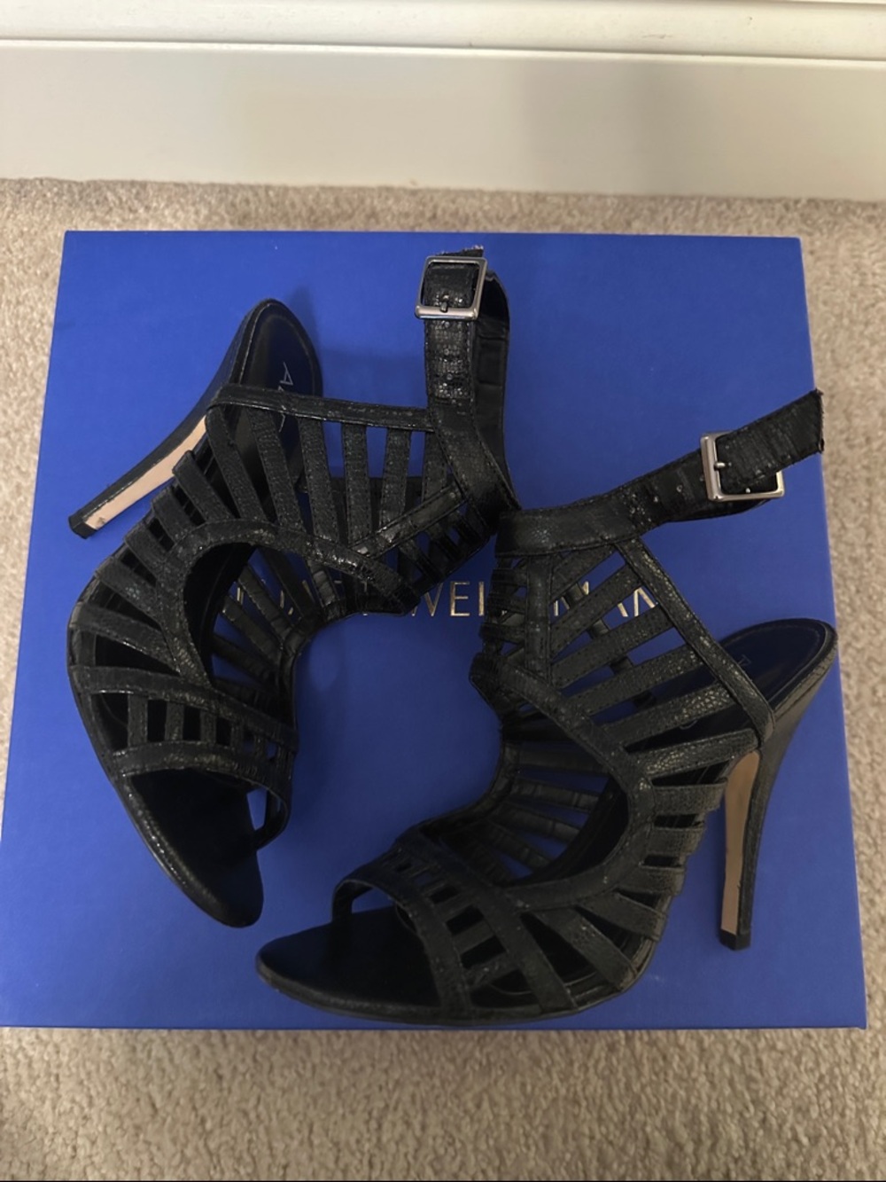 Aldo Black Strappy Open-Toe High Heel Sandals